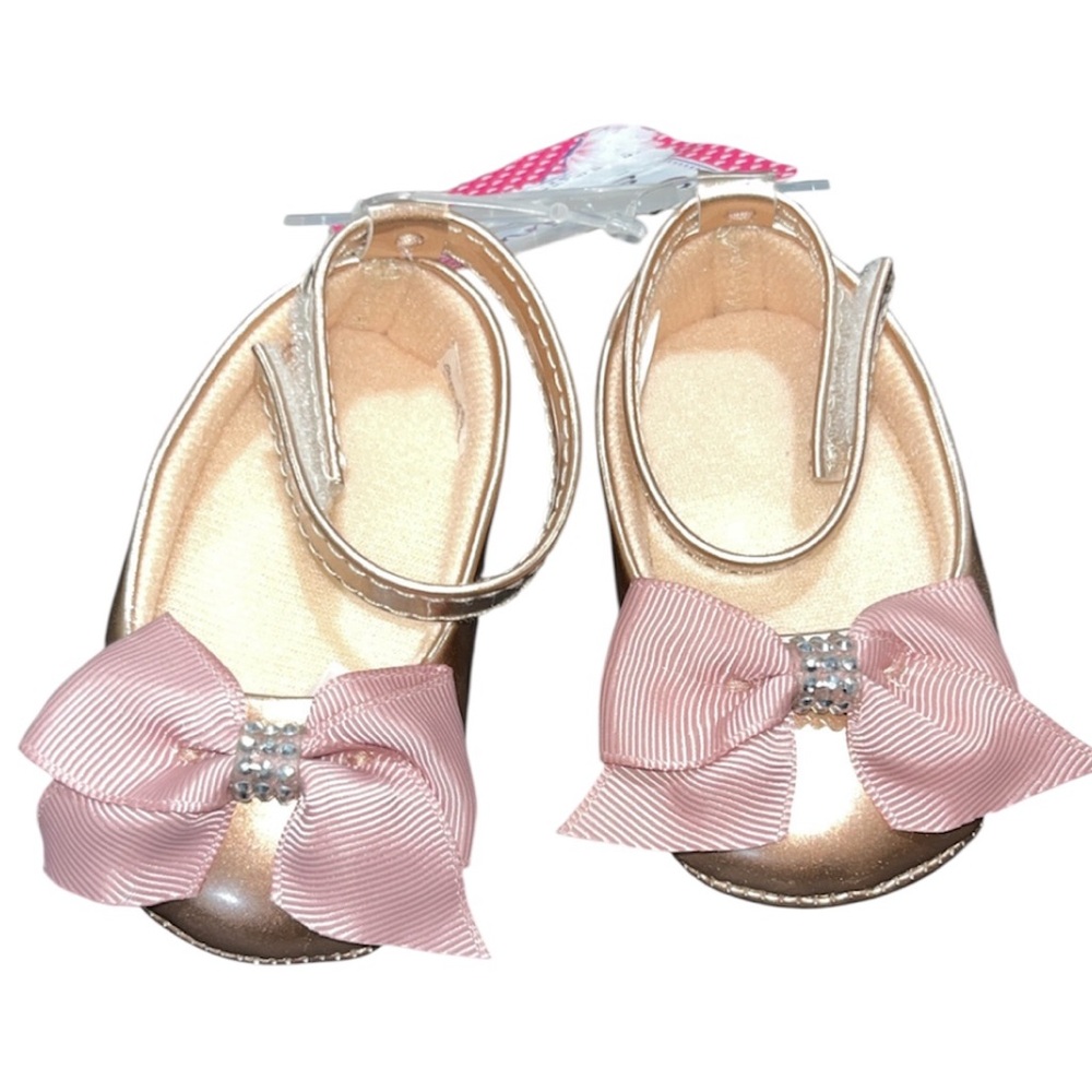 Charming Pink and Gold Infant Shoes